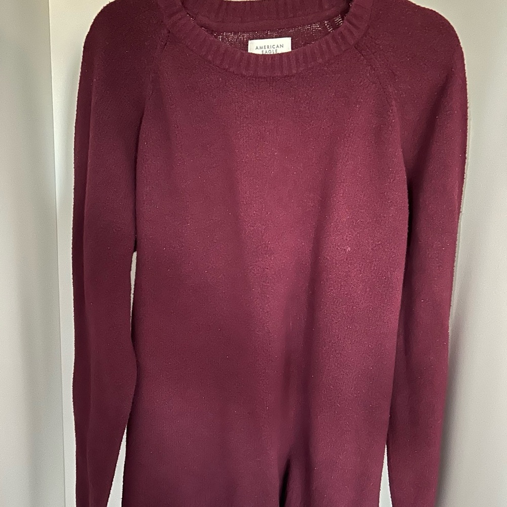 American Eagle Outfitters Women's XXL Deep Red Crew Neck Sweater